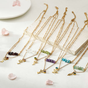 Birthstone Flower Necklaces Dainty Chain Necklace 12 Birth Month Crystal Necklace for Women