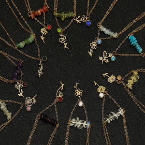 Birthstone Flower Necklaces Dainty Chain Necklace 12 Birth Month Crystal Necklace for Women