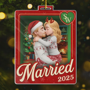 Custom Acrylic Ornament - Personalized Anniversary Christmas Wedding Gifts For Husband And Wife, Him And Her - Sealed With A Christmas Kiss