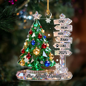 Family Signpost Custom Name - Personalized 1-Layer Acrylic Ornament
