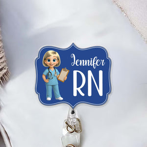 Custom Cheerful Cartoon Nurse Badge Reel,Acrylic Badge Reel,Gift For Nurses and Healthcare Workers