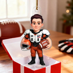 Proud American Football Player - Personalized Acrylic Ornament - Gift For Football Lovers, Grandson, Son, Husband
