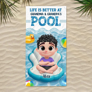 Better At Grandma Pool - Personalized Beach Towel
