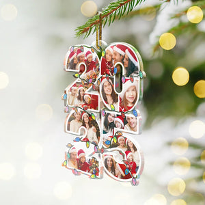 Custom Photo What A Year - Personalized Custom Shaped Acrylic Ornament