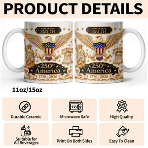 America Patriotic Eagle Personalized Custom Coffee Mug
