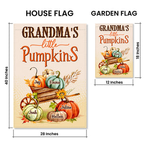 Little Pumpkins Of Grandma-Personalized Pumpkin Garden Flag! Celebrate Family Halloween Magic