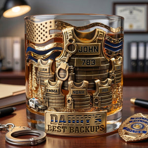 Legendary Police Dad Whiskey Glass โ Personalized Gifts For Police Officer