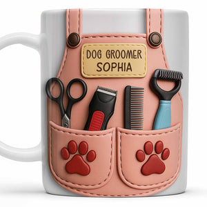 Personalized Dog Groomer, Scissors And Paw Prints Mug, Gift For Pet Care Professionals And Dog Lovers