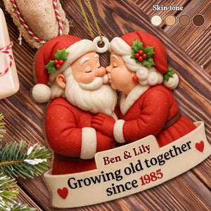 Growing Old Together With Santa and Mrs. Claus,Custom Wood Ornament,Gift For Couples and Family