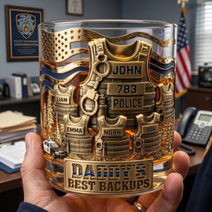 Legendary Police Dad Whiskey Glass โ Personalized Gifts For Police Officer