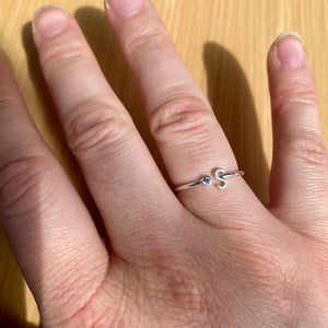 Personalized Initial Birthstone Ring,Dainty Ring for Women