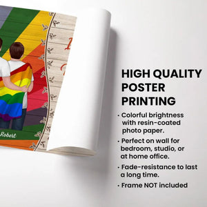 Colorful Wood Pallets The Day I Met You LGBTQ Couple Hugging Flag Personalized Poster, Pride Month Gift