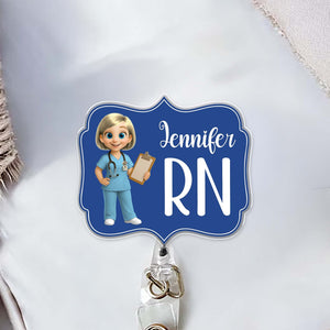 Custom Cheerful Cartoon Nurse Badge Reel,Acrylic Badge Reel,Gift For Nurses and Healthcare Workers