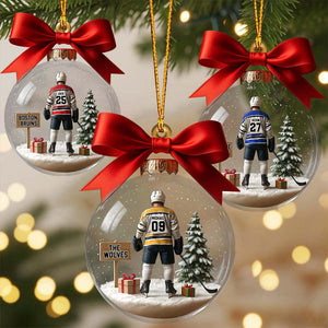 Hockey Team Christmas Ornament, Personalized Transparent Ornament