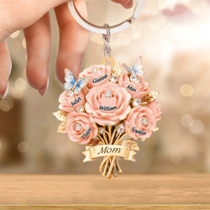 I Love You Mom - Personalized Mother Shaped Keychain