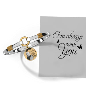 Personalized I am Always with You Memorial Wings Two-Tone Bracelet