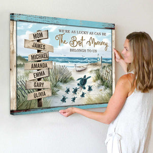 Personalized Sea Turtle Mother's Day Gift - Custom Beach Name Wall Art Canvas Poster