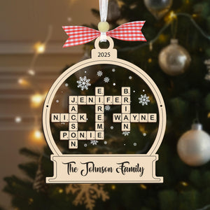 Personalized Family Crossword Christmas Custom Scrabble Ornament