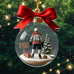 Hockey Team Christmas Ornament, Personalized Transparent Ornament