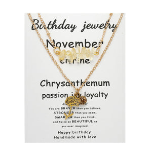 Birthstone Flower Necklaces Dainty Chain Necklace 12 Birth Month Crystal Necklace for Women