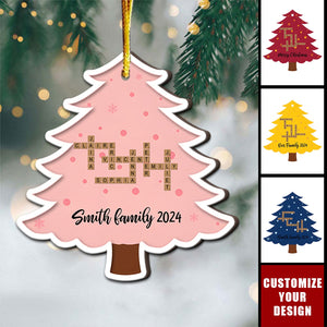 Personalized Family Name Crossword Christmas Tree 2-Layer Wooden Ornament