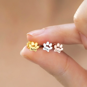 Personalized Paw Earrings, Gift for Pet Lovers, Pet Remembrance Studs