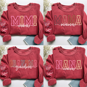 Personalized Grandma Name Sweatshirt, Warm Gift for Grandma And Grandchild