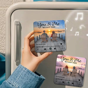 Romantic Couple Hand-in-Hand Acrylic Music Magnet & More – Personalized Anniversary & Valentine's Gift for Couples