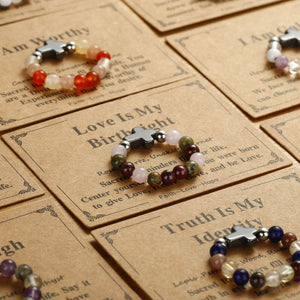 Elastic stone cross ring, angel stone combination copper bead ring