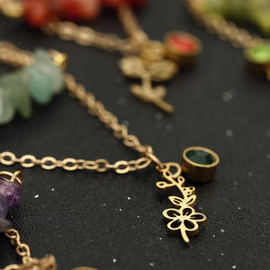 Birthstone Flower Necklaces Dainty Chain Necklace 12 Birth Month Crystal Necklace for Women
