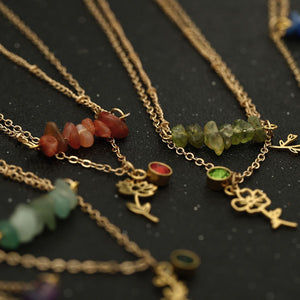 Birthstone Flower Necklaces Dainty Chain Necklace 12 Birth Month Crystal Necklace for Women