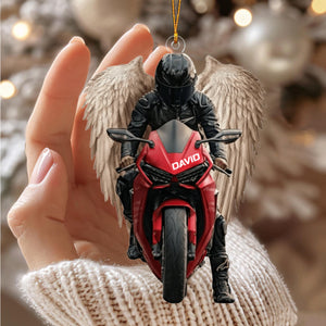 Motorbike With Wings Personalized Christmas Ornament,Gift for Bikers