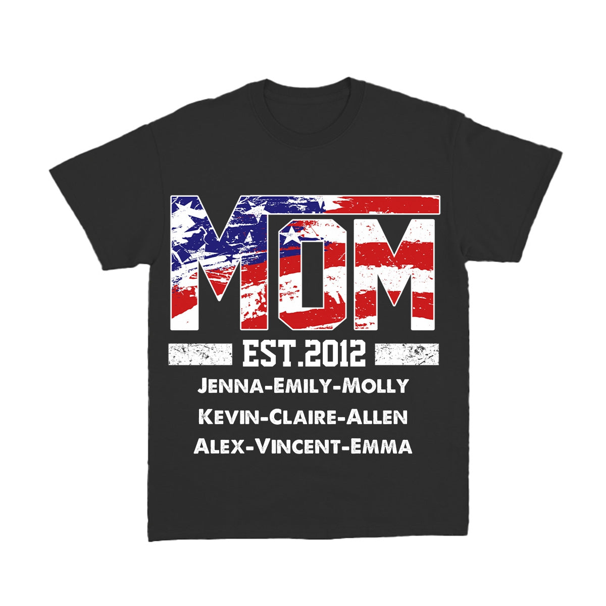 4th of July Nana Mom Est Year and Grandkids Personalized Pure Cotton T Shirt