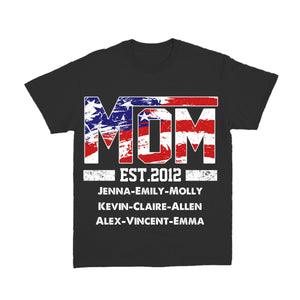 4th of July Nana Mom Est Year and Grandkids Personalized Pure Cotton T Shirt