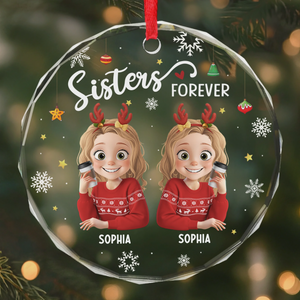 Custom Circle Glass Ornament - Personalized Christmas Best Friend Birthday Gifts