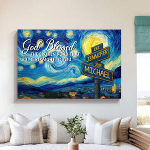 Personalized Canvas Poster Wall Art with Road Sign Design Wonderful Present for Couples