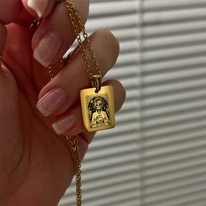 Personalized Skull Mom Kids Tarot Card Necklace Gift for Grandma Mom
