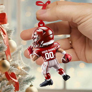 Personalized American Football Christmas Ornament: Custom Player Uniform Acrylic Ornament