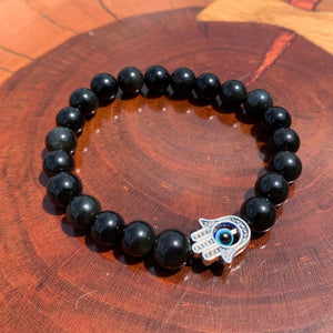 Evil Eye Elastic Bracelet,Crystal Bead Bracelet,Healing Crystals