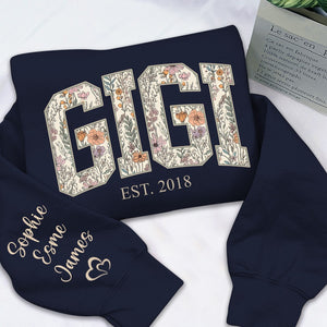 Custom Floral GIGI Sweatshirt – Personalized Grandma Est Year & Grandkids Names