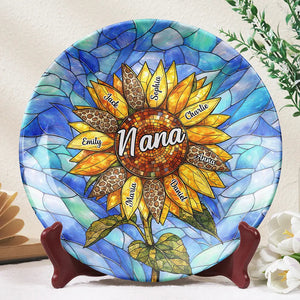 Personalized Sunflower Ceramic Plate β Gift For Nana, Auntie, Mom & Family