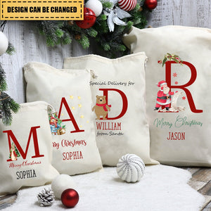 Personalized Name & Initial Christmas Gift Sack