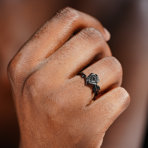 Burned and Survived Black Rose Self-Love Ring