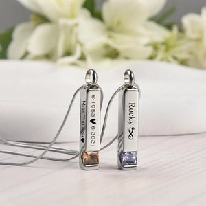 Engraved Name & Date Personalized Birthstone Urn Necklace