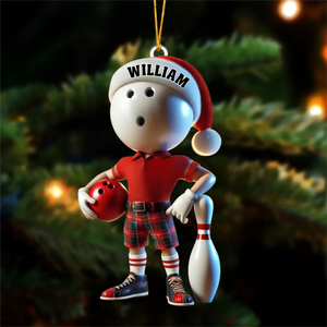 Personalized Custom Name Bowling Ornament, Bowling Christmas Gift