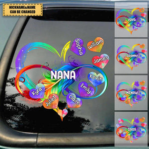 Personalized Grandma Mom Heart Rainbow Decal