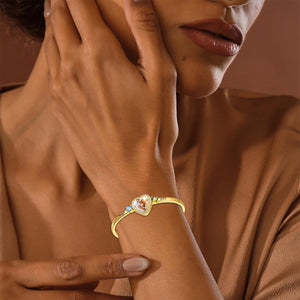 Personalized Birthstone Photo Card Cuff Bracelet For Women