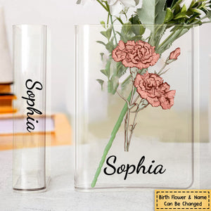 Personalized Birth Flower Acrylic Book Vase