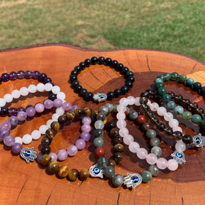 Evil Eye Elastic Bracelet,Crystal Bead Bracelet,Healing Crystals