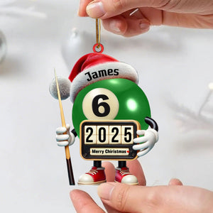 Custom Name and Year Billiard Ornament, Billiard Lover Christmas Gift